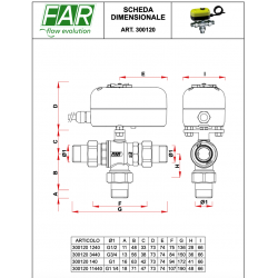 valvola di zona a sfera deviatrice FAR  rubinetterie spa motorizzate a 3 vie 3/4 motore 220v 3001203440